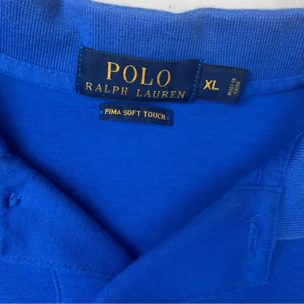 Polo Ralph Lauren size XL Pima soft touch Royal Blue Polo Shirt flaw preppy read